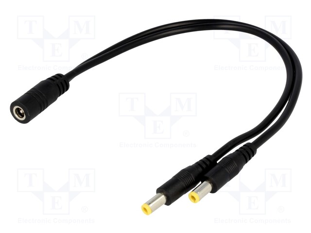 Cable; DC 5,5/2,1 socket,DC 5,5/2,1 plug x2; straight; 0.5mm2