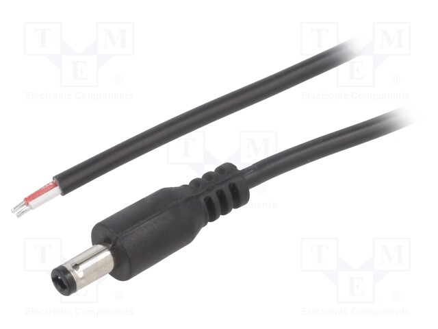 Cable; wires,DC 5,5/2,5 plug; straight; 0.5mm2; black; 1.5m