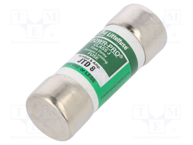 Fuse: fuse; time-lag; 8A; 600VAC; 300VDC; industrial; 20,6x57,2mm