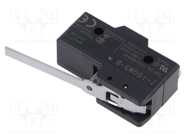 Microswitch SNAP ACTION; 15A/250VAC; 6A/30VDC; with lever; SPDT