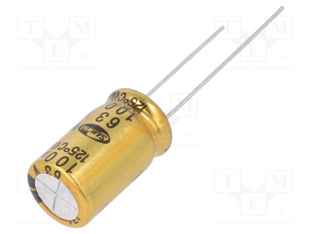 Capacitor: electrolytic; THT; 100uF; 63VDC; Ø10x16mm; ±20%; 5000h