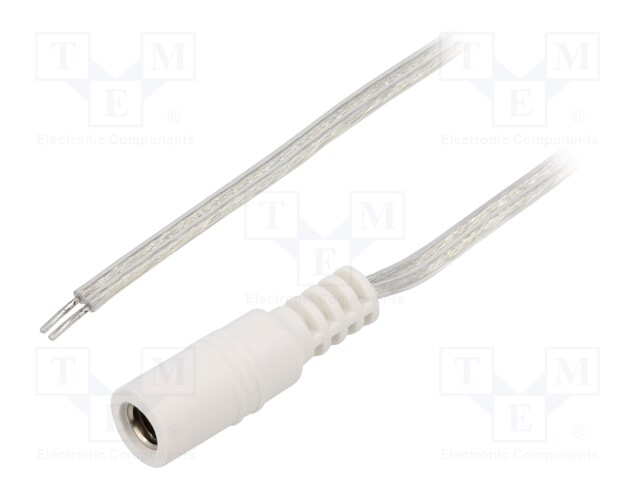 Cable; wires,DC 5,5/2,5 socket; straight; 0.5mm2; transparent; 2m