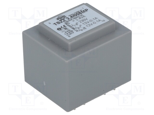 Transformer: encapsulated; 2.4VA; 230VAC; 12V; 12V; 0.1A; 0.1A; IP00