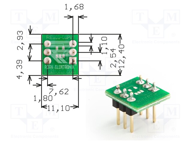 IC Adapter, PCB, 5-TSOP, 7.62 mm Row Pitch, 2.54 mm Spacing