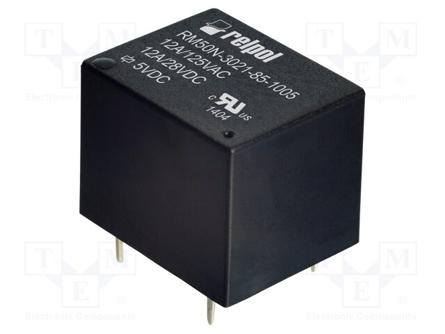 Relay: electromagnetic; SPST-NO; Ucoil: 5VDC; 12A/125VAC; 12A; IP64