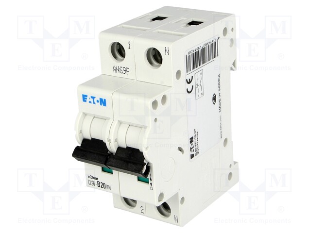 Circuit breaker; 230VAC; Inom: 20A; Poles: 1+N; DIN; Charact: B; 6kA