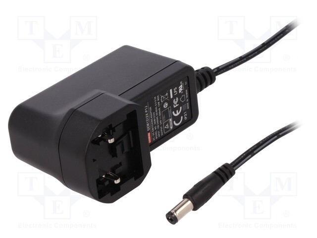 Power supply: switched-mode; 24VDC; 0.5A; Out: 5,5/2,1; 12W; 85%