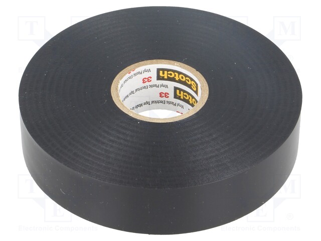 Tape: electrical insulating; W: 19mm; L: 33m; D: 0.18mm; black; 150%