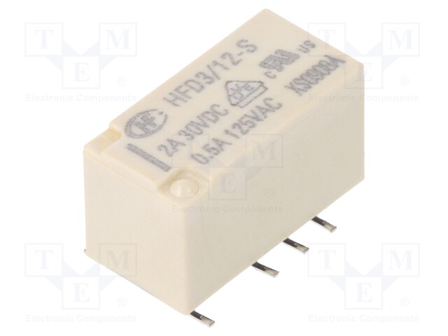 Relay: electromagnetic; DPDT; Ucoil: 12VDC; 0.5A/125VAC; 2A/30VDC