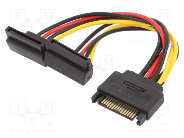 Cable: SATA; SATA 15pin male,SATA 15pin angled female x2; 0.15m