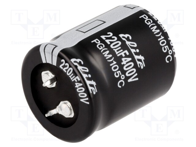 Capacitor: electrolytic; SNAP-IN; 220uF; 400VDC; Ø30x35mm; ±20%