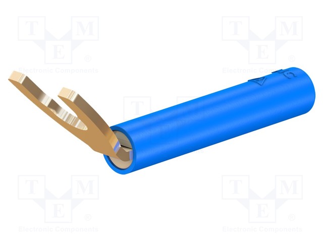 Plug; 6mm fork; 20A; blue; 43.2mm; Plating: gold-plated