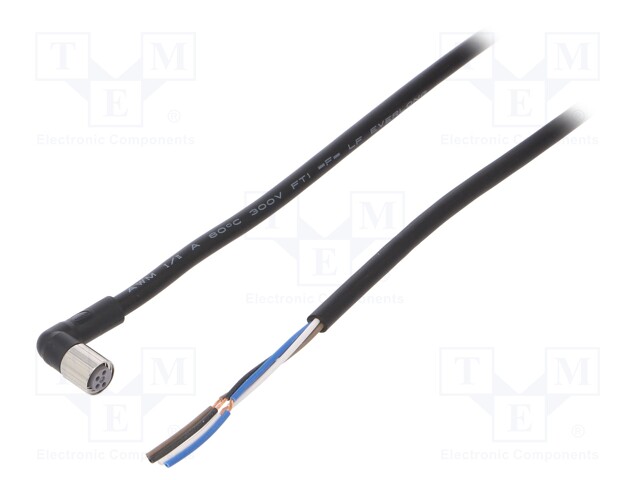 Connection lead; M8; PIN: 4; angled; Len: 2m; plug; 1A; -10÷80°C; IP67