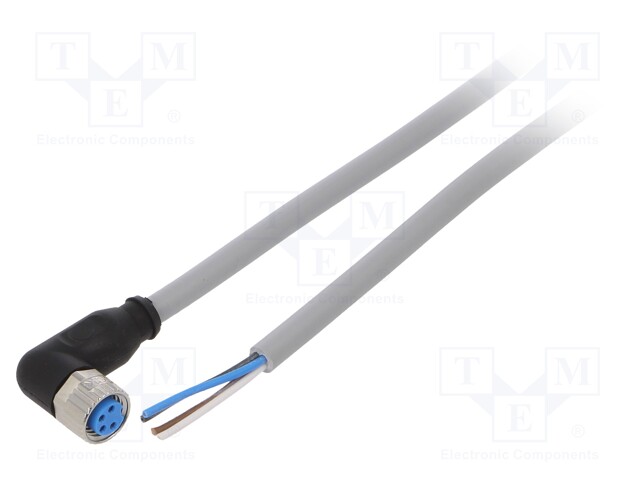 Connection lead; M8; PIN: 4; angled; 2m; plug; 60VAC; 4A; -30÷80°C