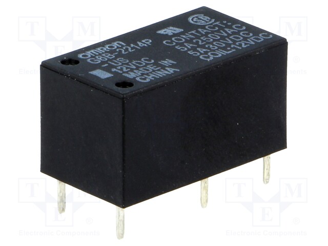 Relay: electromagnetic; DPST-NO; Ucoil: 12VDC; 5A/250VAC; 5A/30VDC