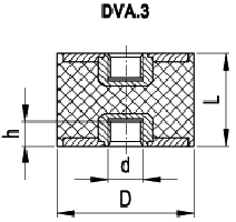 Vibration damper; M6; Ø: 20mm; rubber; L: 15mm; H: 6mm; 175N; 117N/mm