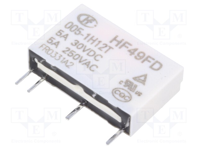 Relay: electromagnetic; SPST-NO; Ucoil: 5VDC; 5A/250VAC; 5A/30VDC