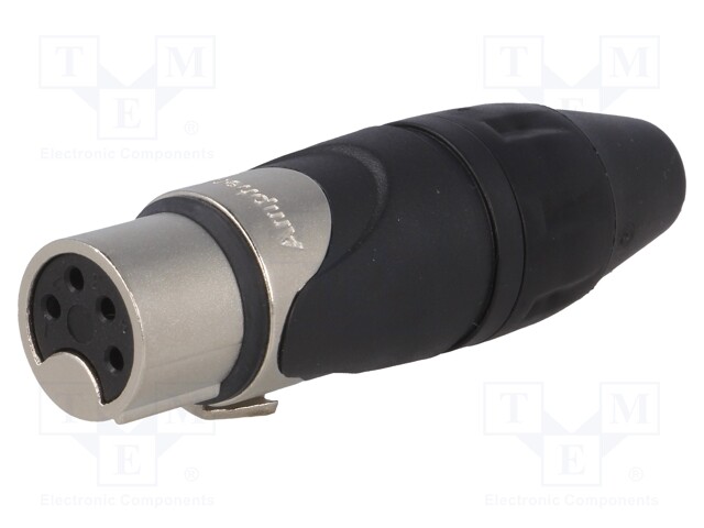 Plug; XLR; female; PIN: 4; straight; for cable; soldering; tinned