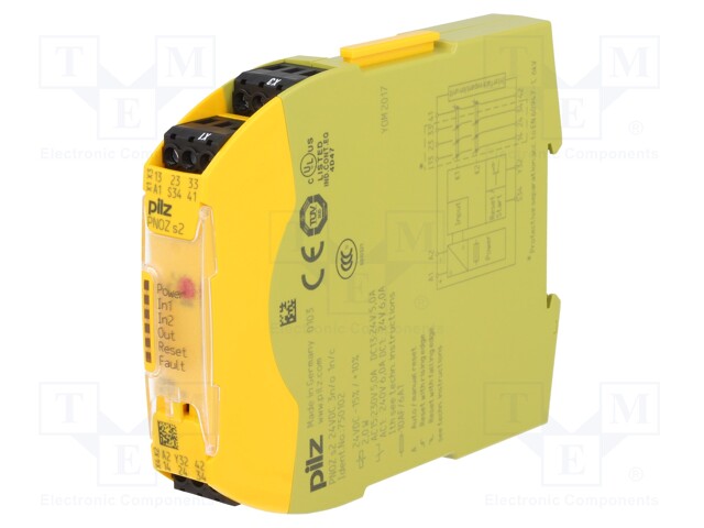 Module: safety relay; Series: PNOZ s2; IN: 2; OUT: 5; Mounting: DIN