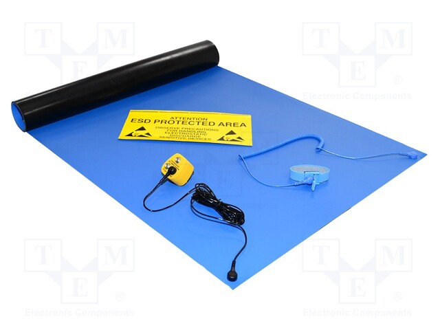 Protective bench kit; ESD; L: 1200mm; W: 600mm; D: 2mm; blue; <100MΩ