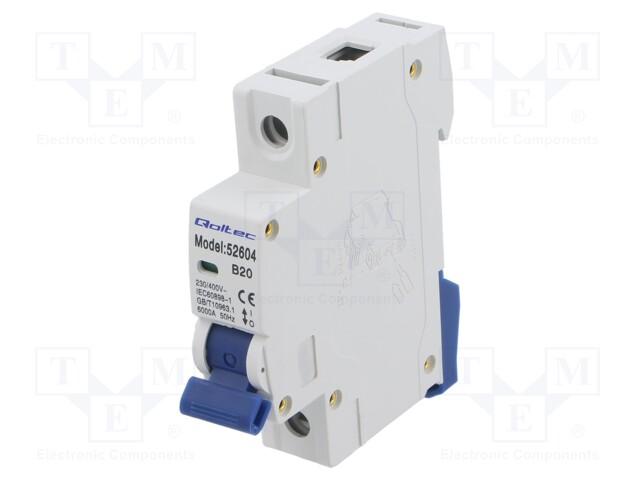 Circuit breaker; 20A; Poles: 1; for DIN rail mounting; Charact: B