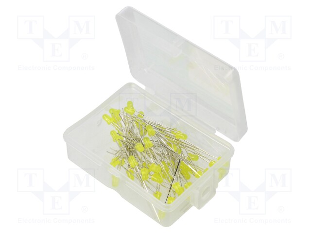 Kit: LED; 3mm; THT; 50pcs; yellow; 3÷15V; Kit: LED diode yellow x50