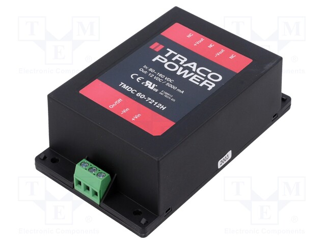 Converter: DC/DC; 60W; Uin: 80÷160V; Uout: 12VDC; Iout: 5000mA; 300g