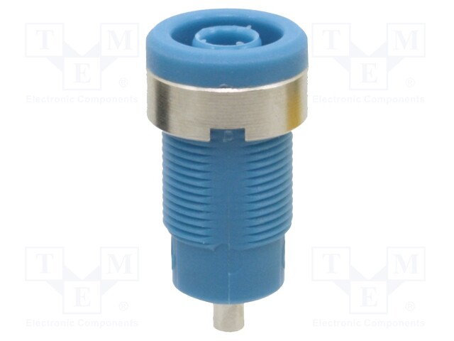 Socket; 4mm banana; 25A; blue; nickel plated; soldered; -20÷80°C