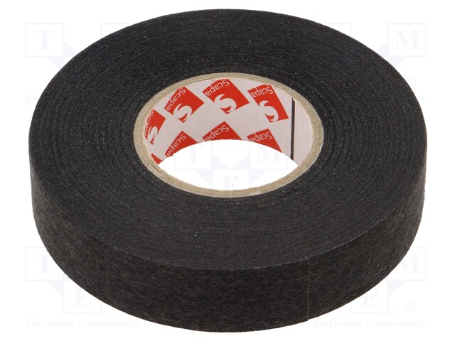 Tape: fixing; W: 19mm; L: 25m; D: 0.27mm; black; rubber; 25%; 105°C