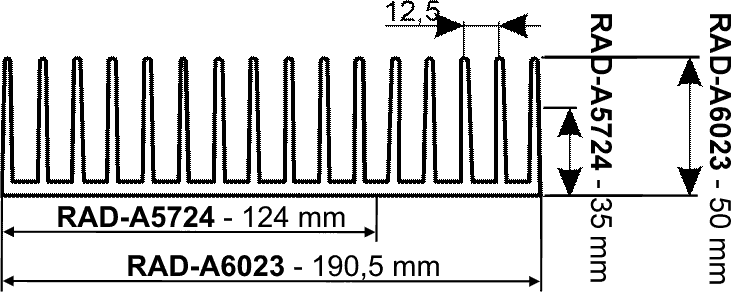 Heatsink: extruded; grilled; L: 3m; W: 190.5mm; H: 50mm; aluminium