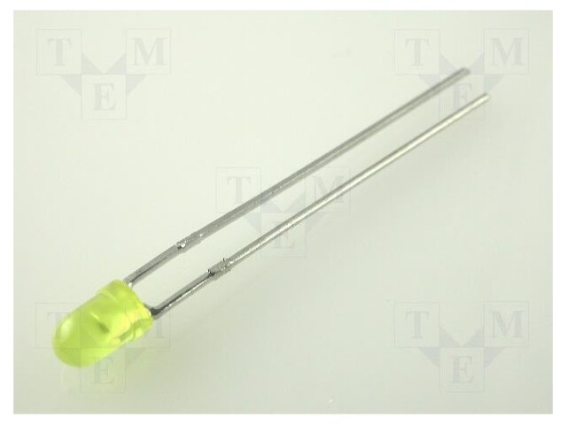 LED; 3mm; yellow; 8÷32mcd; 60°; Front: convex