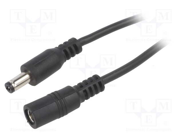 Cable; DC 5,5/2,1 plug,DC 5,5/2,1 socket; straight; 0.5mm2; 2m