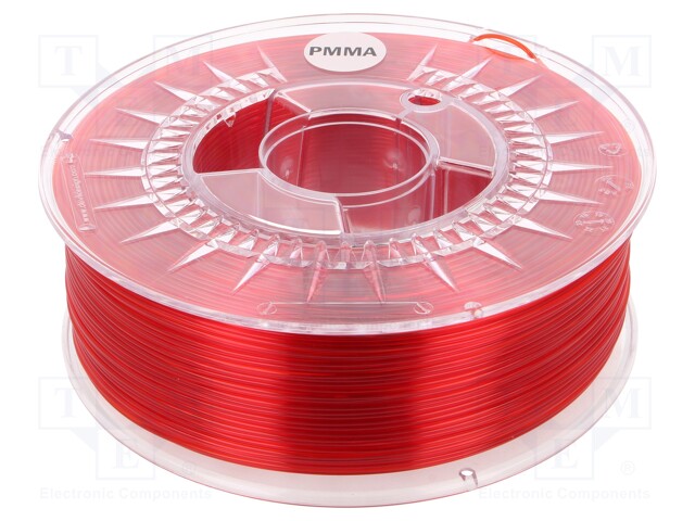 Filament: PMMA; 1.75mm; red (ruby); Printing temp: 225÷245°C; 1kg