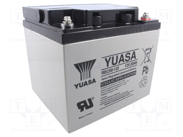 Re-battery: acid-lead; 12V; 50Ah; AGM; maintenance-free