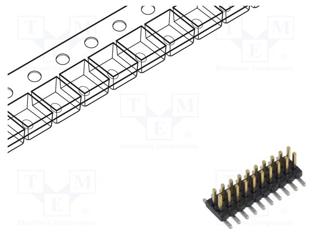 Connector: pin strips; male; PIN: 20; 1.27mm; gold-plated; SMT; reel