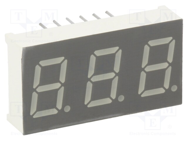 Display: LED; 7-segment; 10.2mm; 0.4"; No.char: 3; red; 35÷70mcd