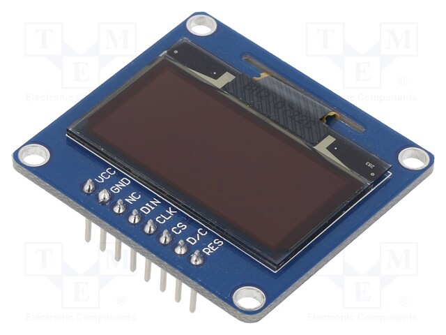 Display: OLED; 1.3"; 128x64; 40.5x37.5mm; blue; PIN: 8; 3.3÷5VDC