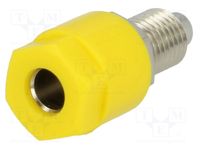 Socket; 4mm banana; 36A; 30VAC; 60VDC; Cutout: Ø6mm; yellow