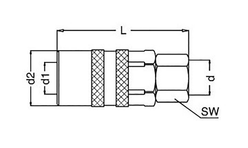 Quick connection coupling; straight,with valve; 10bar; Seal: FPM