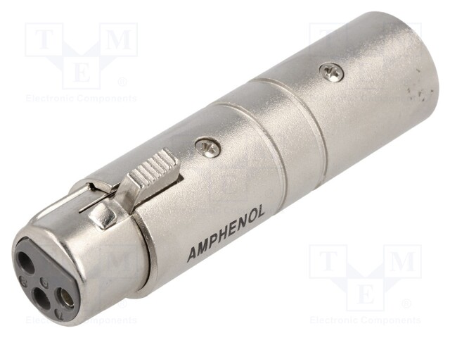 Coupler; XLR female,XLR male; PIN: 3; silver; straight