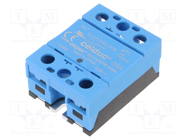 Relay: solid state; Ucntrl: 3÷32VDC; 50A; 12÷275VAC; -55÷100°C