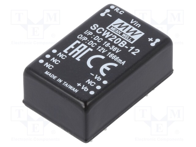 Converter: DC/DC; 20W; Uin: 18÷36V; 12VDC; Iout: 1666mA; DIP24; 18.5g