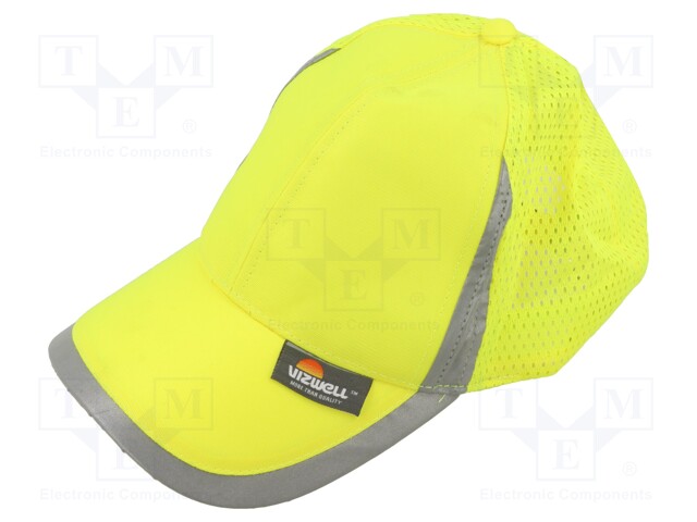 High-visibility cap; adjustable,vented; Size: 56÷61mm; yellow