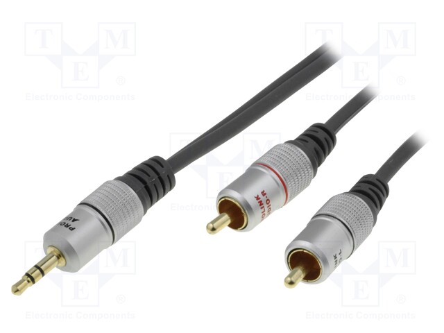 Cable; Jack 3.5mm plug,RCA plug x2; 1.8m; black