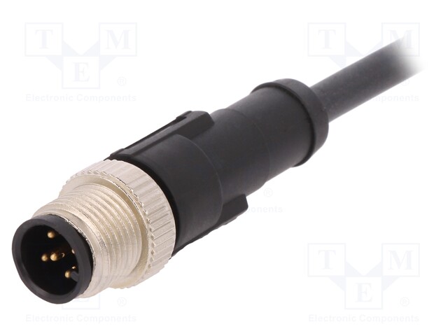 Connection lead; M12; PIN: 5; straight; 2m; plug; 60VAC; 4A; -25÷80°C