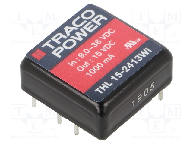 Converter: DC/DC; 15W; Uin: 9÷36V; 15VDC; Iout: 1000mA; 1"x1"; 15g