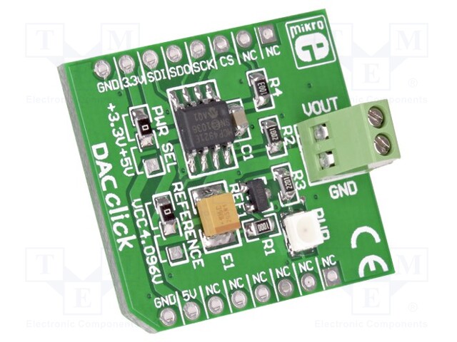 Click board; D/A converter; SPI; MCP4921; 3.3/5VDC