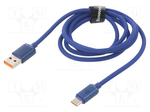 Cable; USB 2.0; USB A socket,USB C plug; 1.2m; blue; 100W