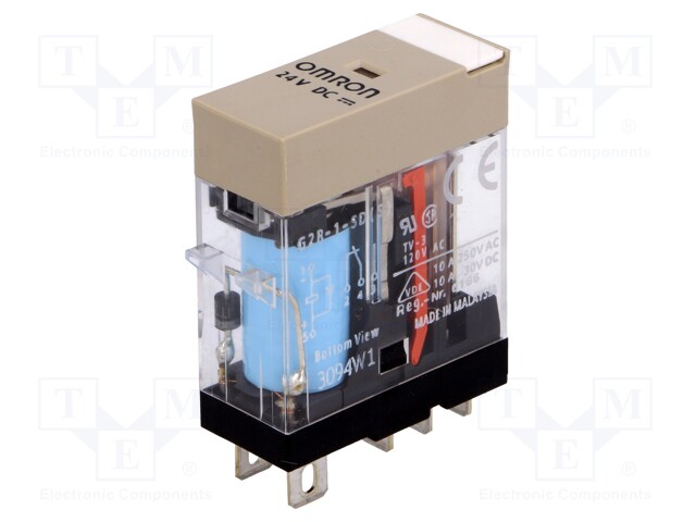 Relay: electromagnetic; SPDT; Ucoil: 24VDC; 10A/250VAC; 10A/30VDC