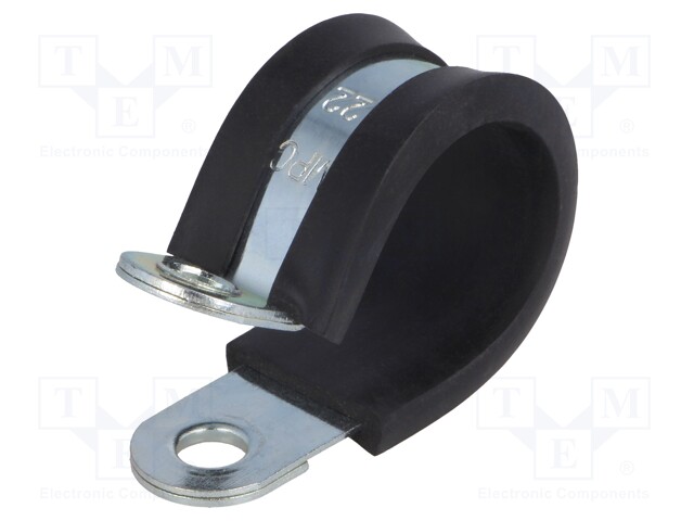 Fixing clamp; ØBundle : 22mm; W: 15mm; steel; Cover material: EPDM